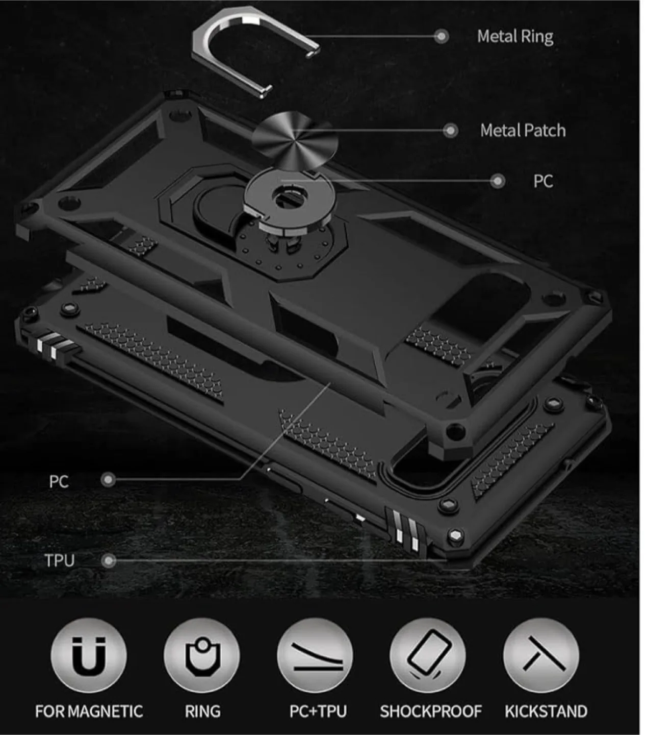 New Atump Samsung Galaxy S10 Plus Black Case image indicator(6)