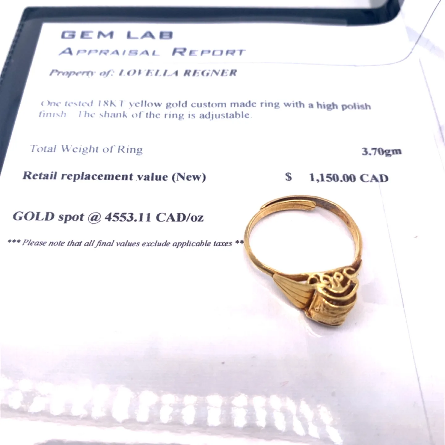 18K Yellow Gold Custom Ring thumbnail