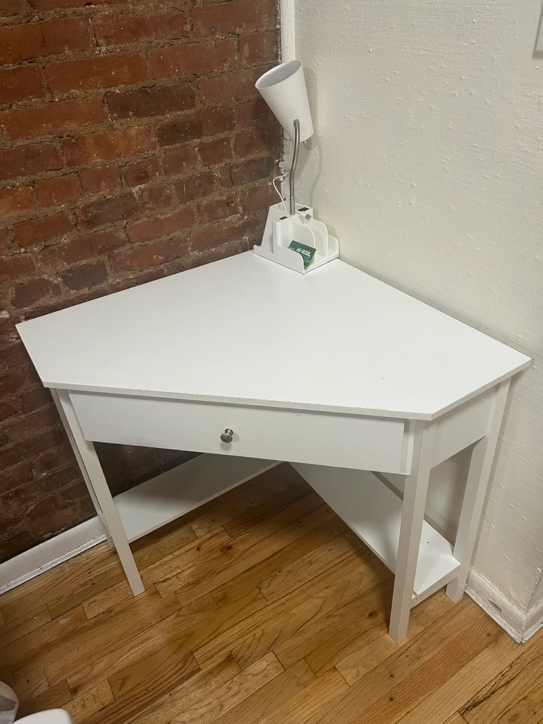 White Corner Desk with Drawer image indicator(2)