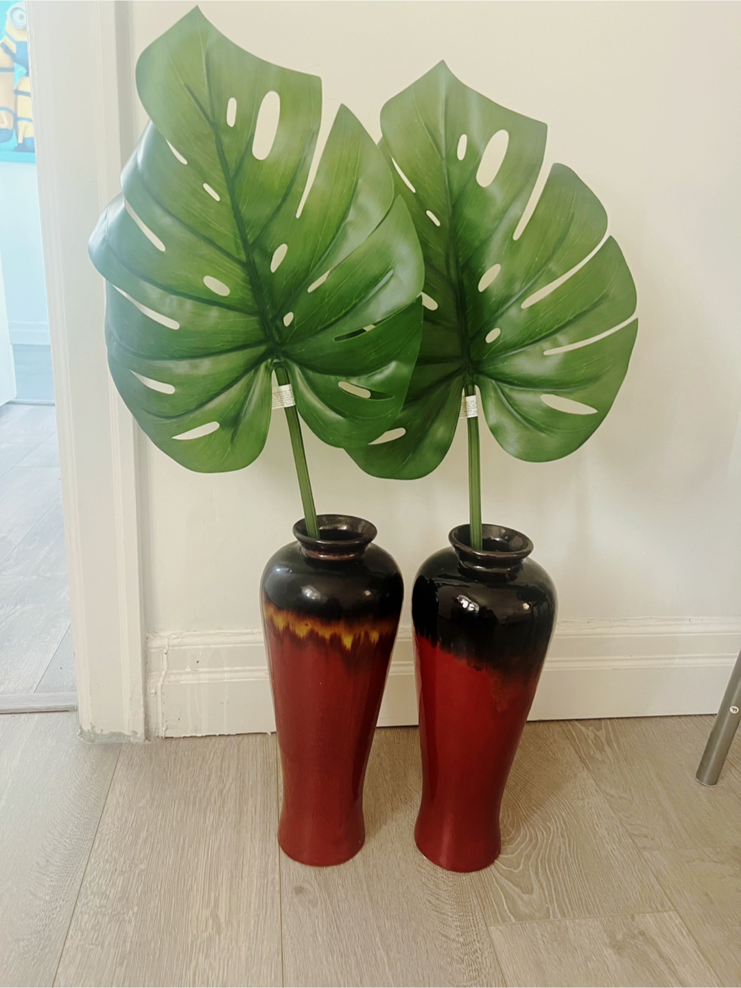 Artificial Monstera Plant with Vases