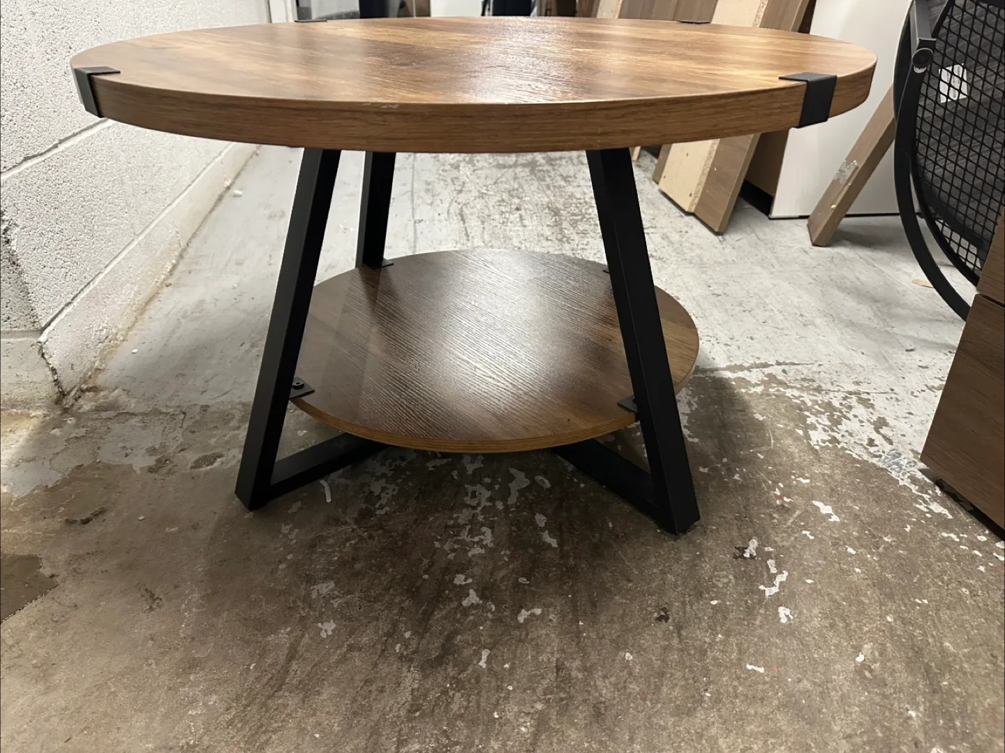 Round Wood & Metal Accent Table thumbnail