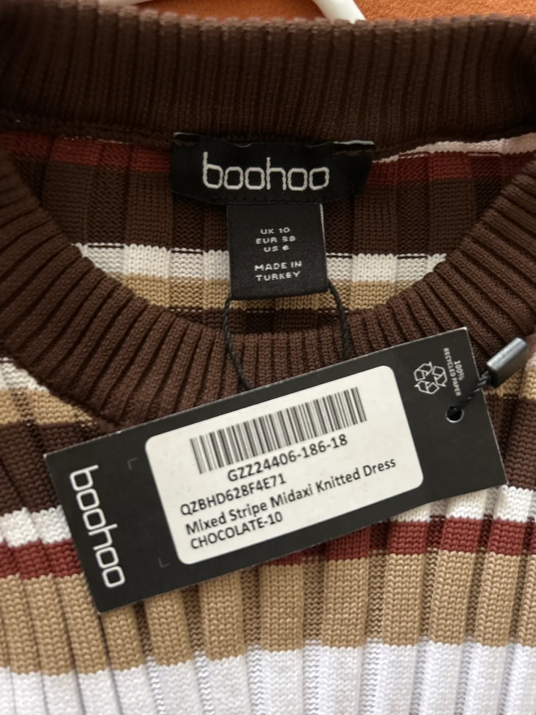 Boohoo Mixed Stripe Midaxi Knitted Dress - Size 6 image indicator(5)