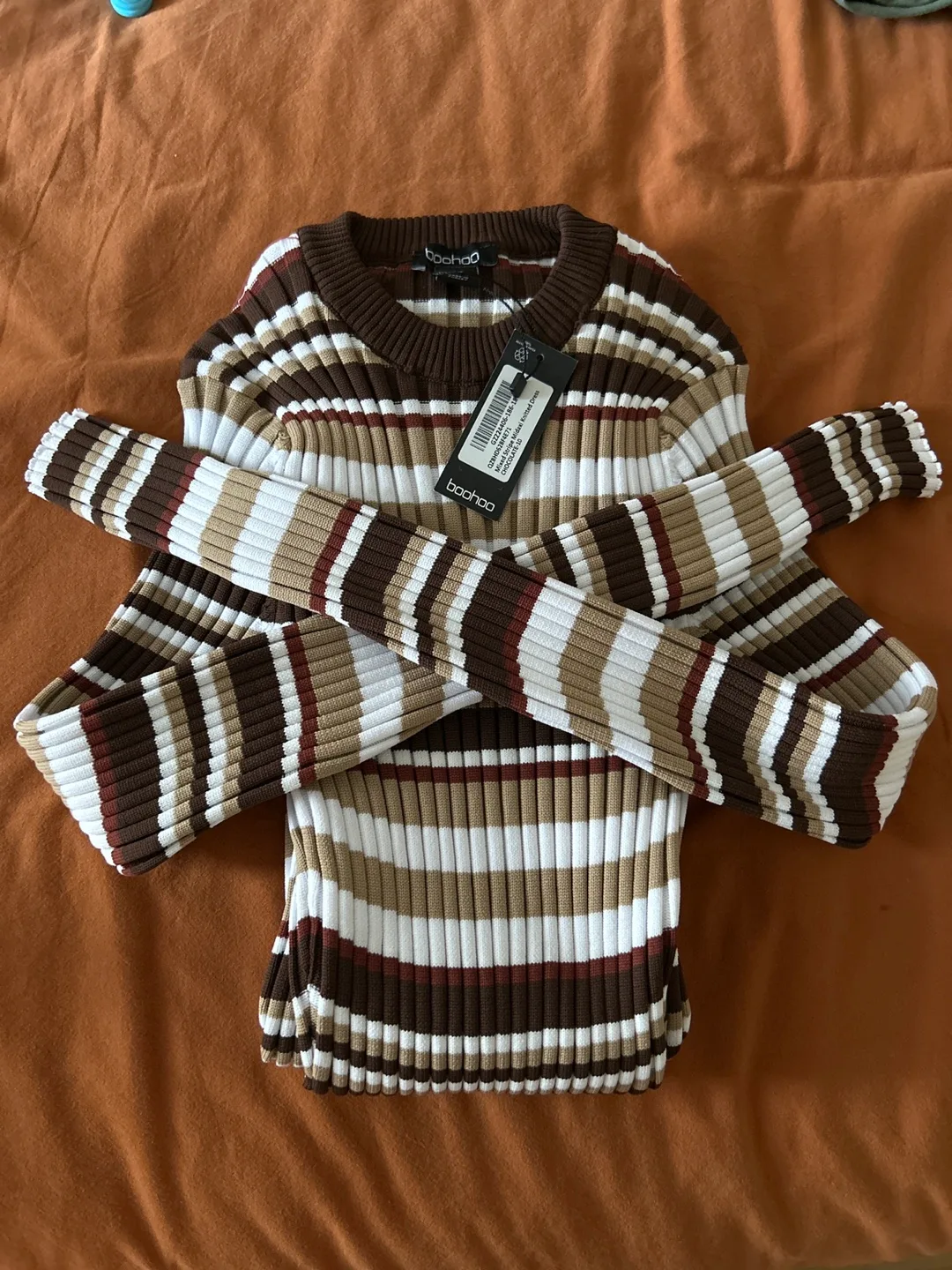 Boohoo Mixed Stripe Midaxi Knitted Dress - Size 6 image indicator(4)