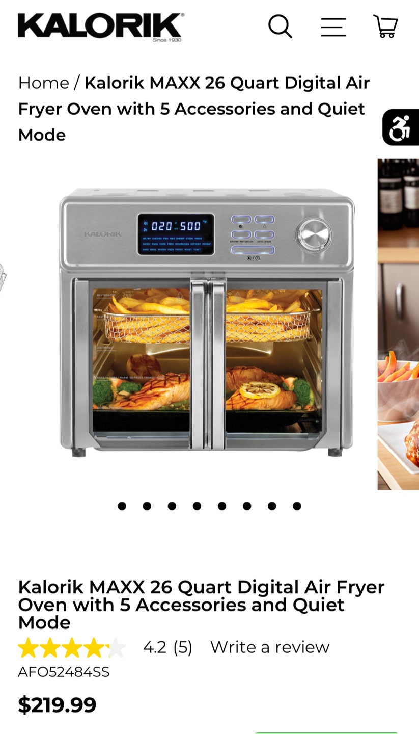 Kalorik MAXX 26QT Air Fryer Oven – Used with the Box - photo 2