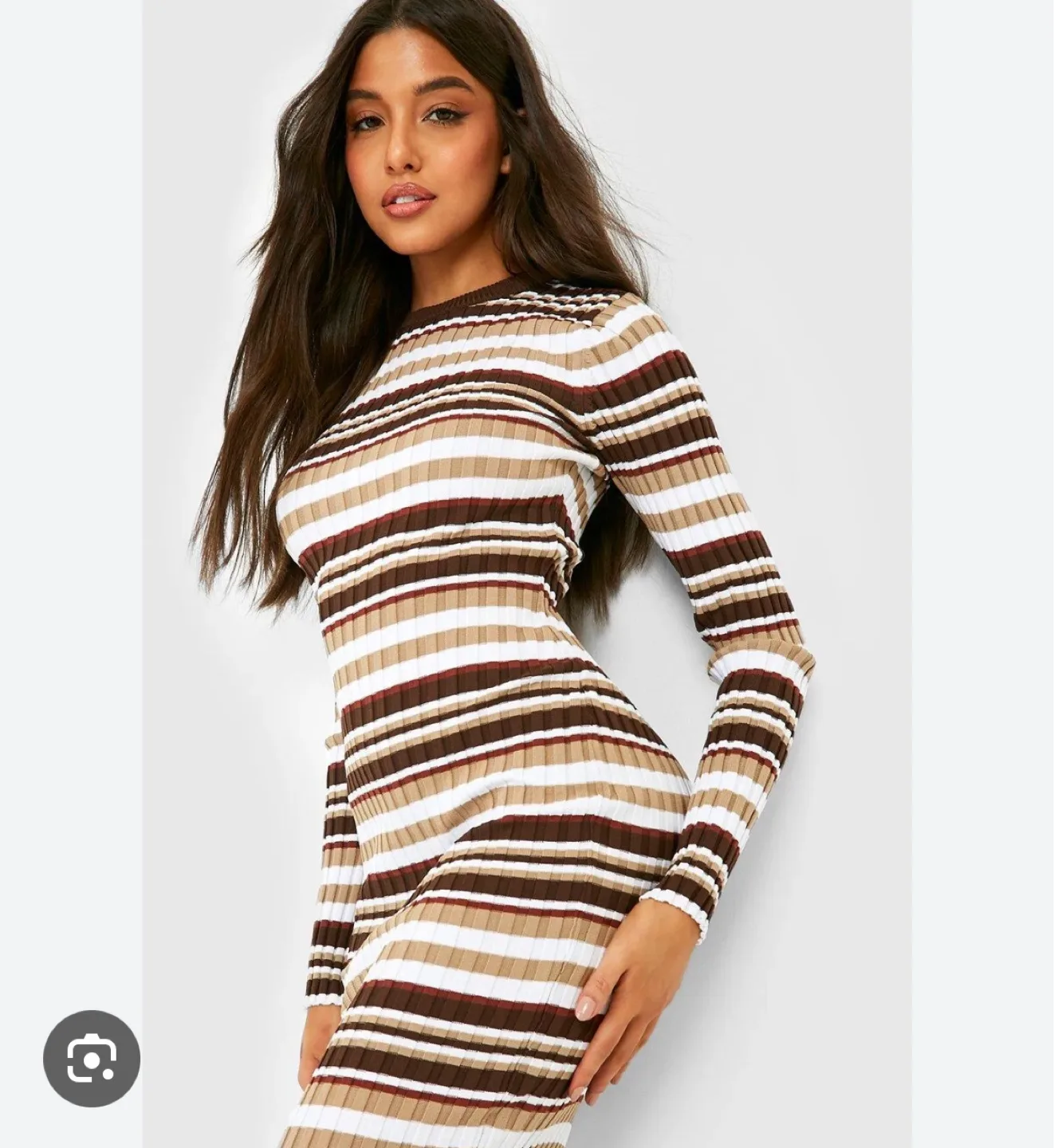 Boohoo Mixed Stripe Midaxi Knitted Dress - Size 6 image indicator(2)
