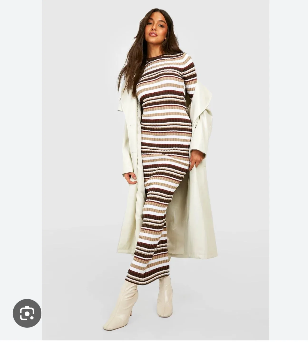 Boohoo Mixed Stripe Midaxi Knitted Dress - Size 6 thumbnail