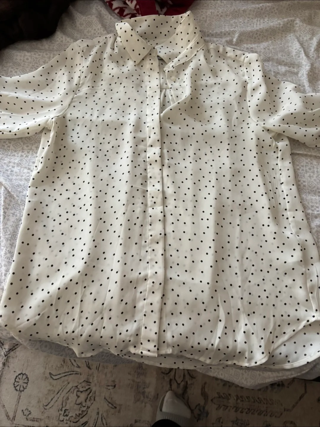 Polka Dot Blouse - White with Black Dots thumbnail
