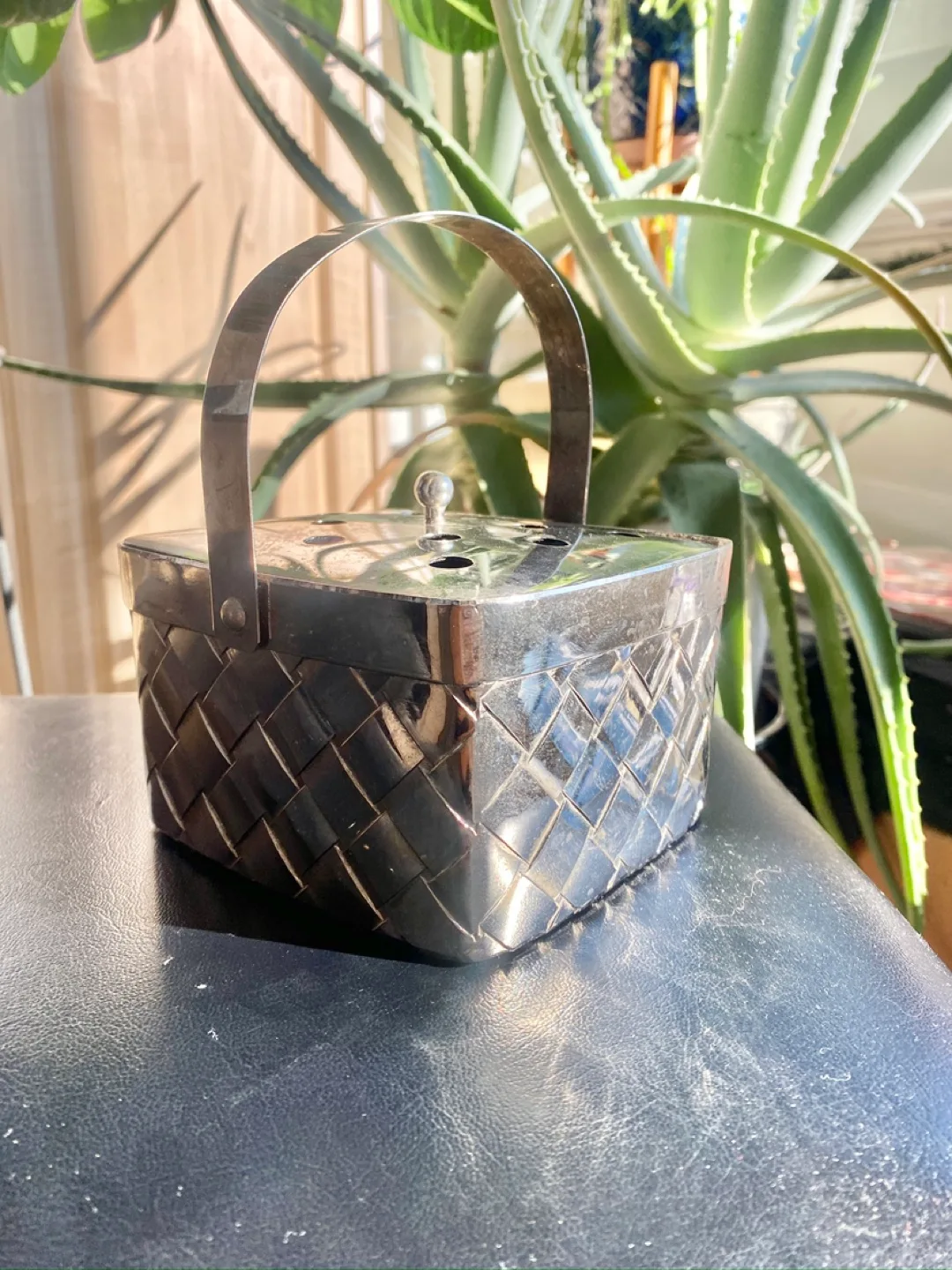 Vintage Decorative Silver Basket Box thumbnail