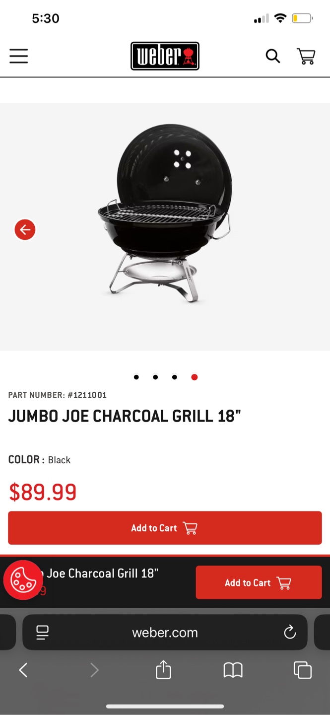 Weber Jumbo Joe Charcoal Grill 18 inch UNOPENED - photo 2