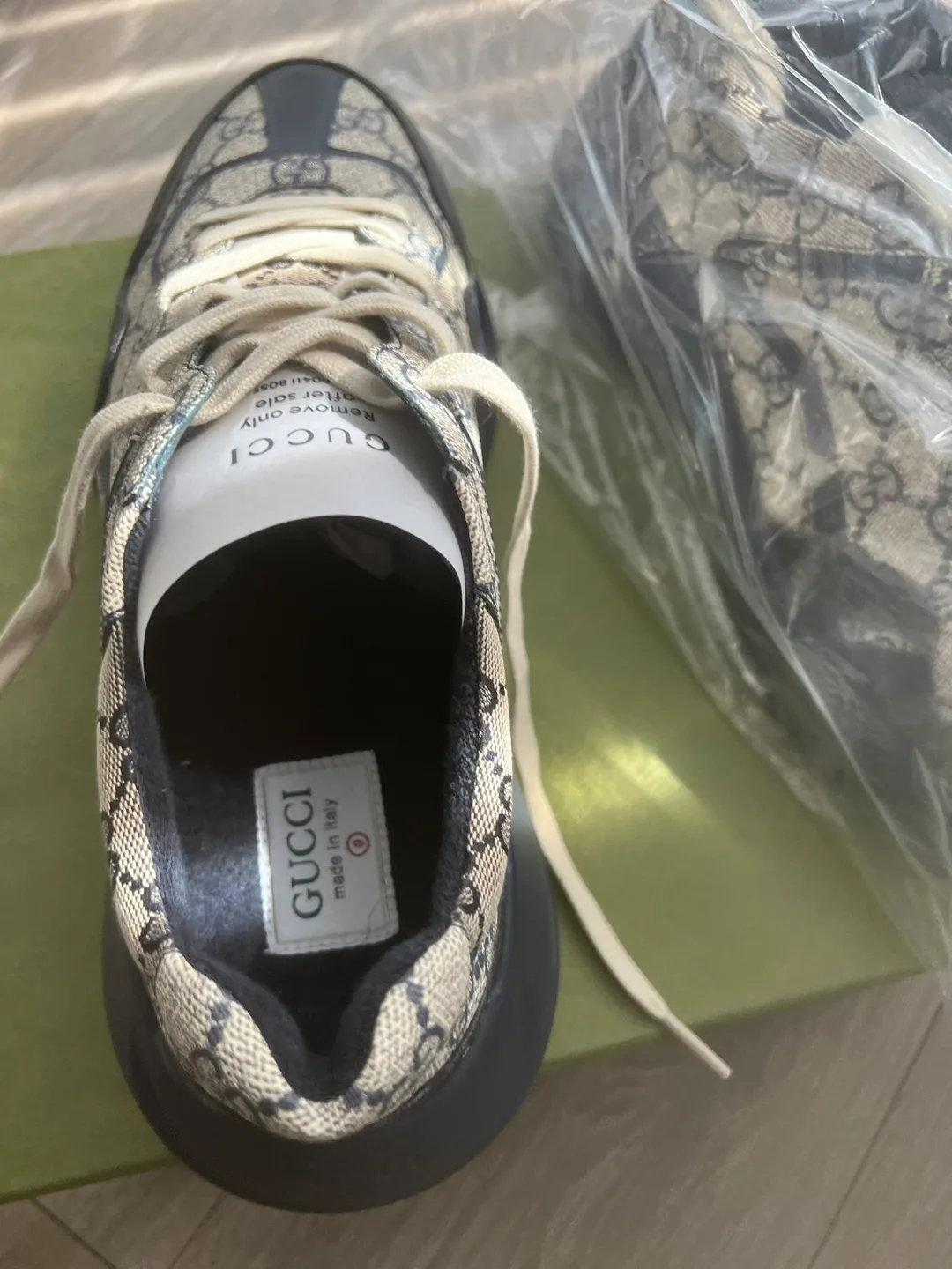 Gucci GG Rhyton 'Beige Blue Monogram' Sneakers - Men's US 9 image indicator(3)