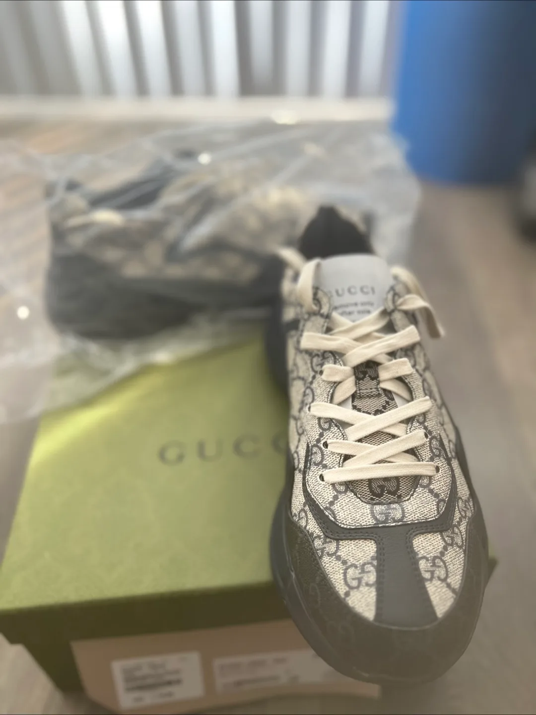 Gucci GG Rhyton 'Beige Blue Monogram' Sneakers - Men's US 9 image indicator(4)