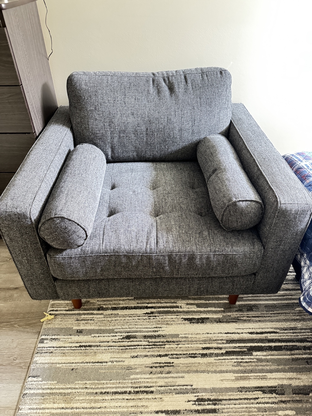 Grey Accent Chair with Bolsters