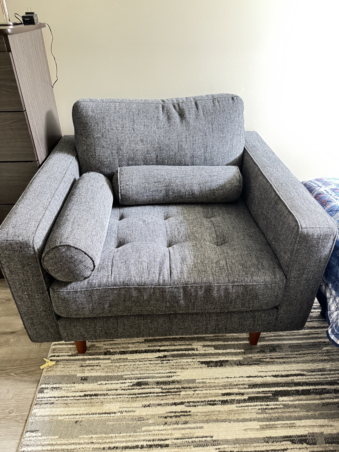 Grey Accent Chair with Bolsters - photo 3