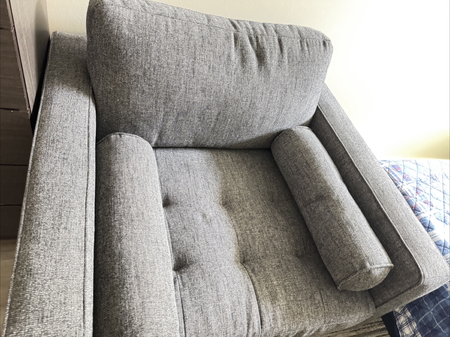 Grey Accent Chair with Bolsters - photo 2