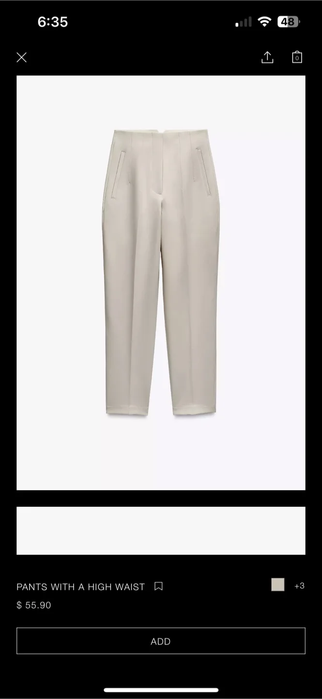 ZARA High Waist Pants in Black thumbnail