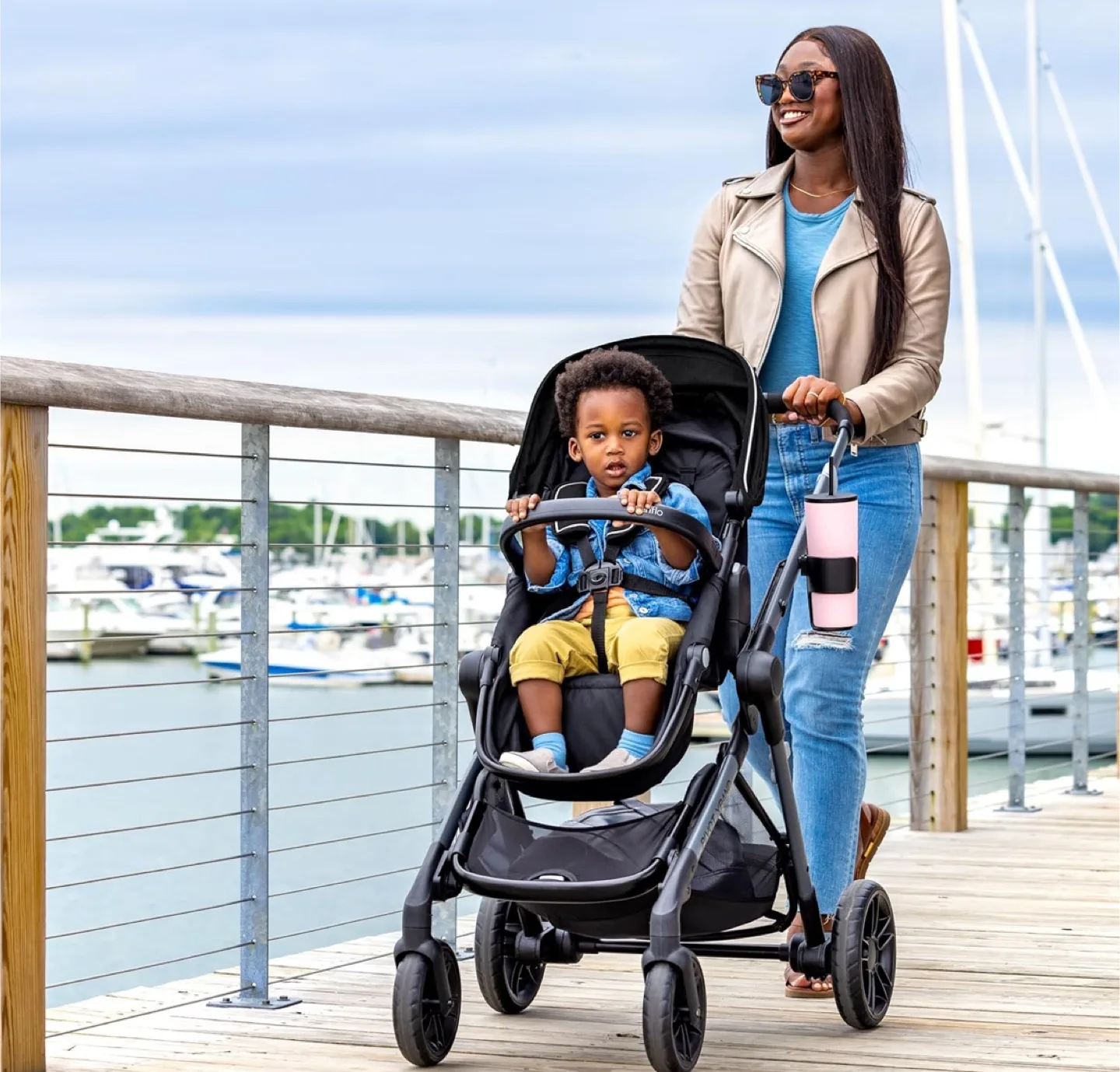 Evenflo Pivot Xpand Full Size Modular Stroller (Ayrshire Black) thumbnail