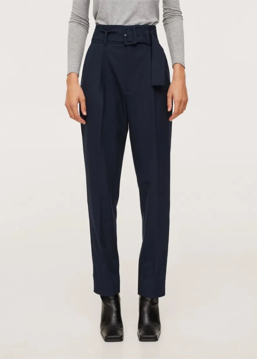 Mango Belted Straight Fit Trousers thumbnail