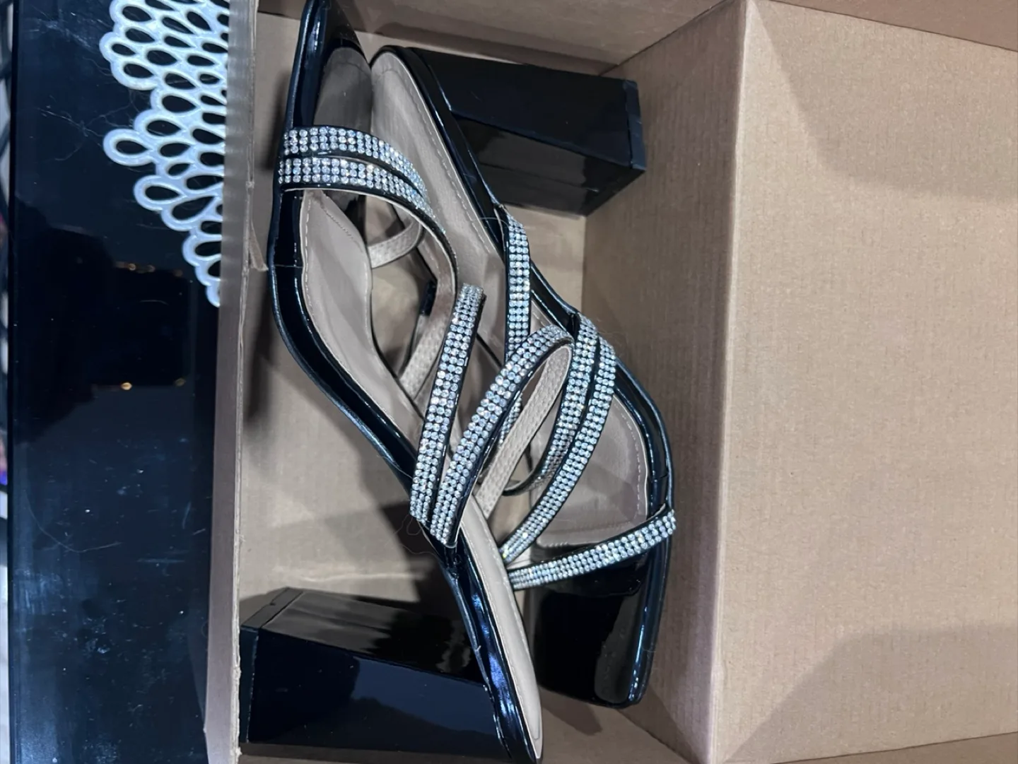 Black Heels with Rhinestone Straps - Size 8 image indicator(6)