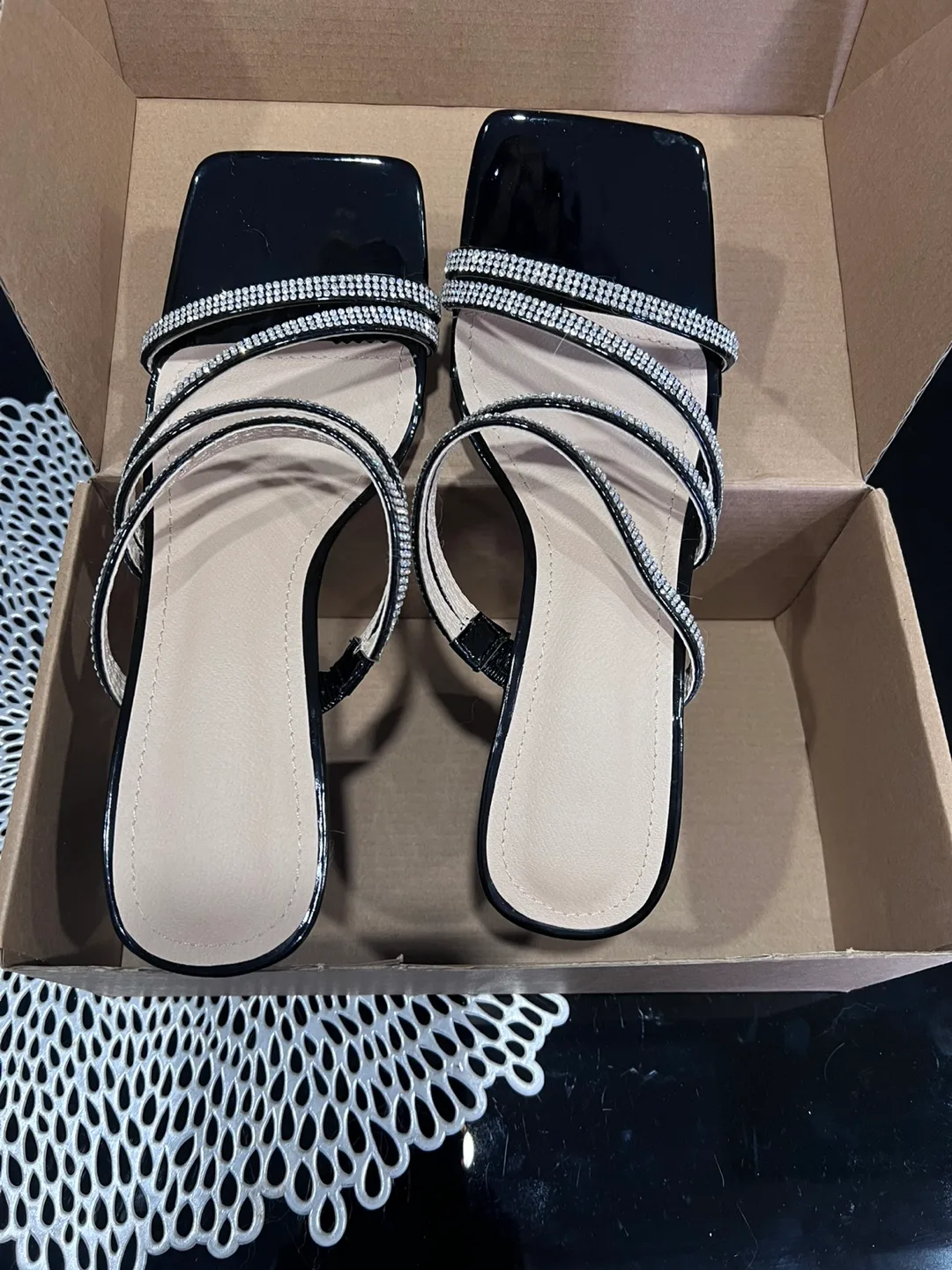 Black Heels with Rhinestone Straps - Size 8 image indicator(2)