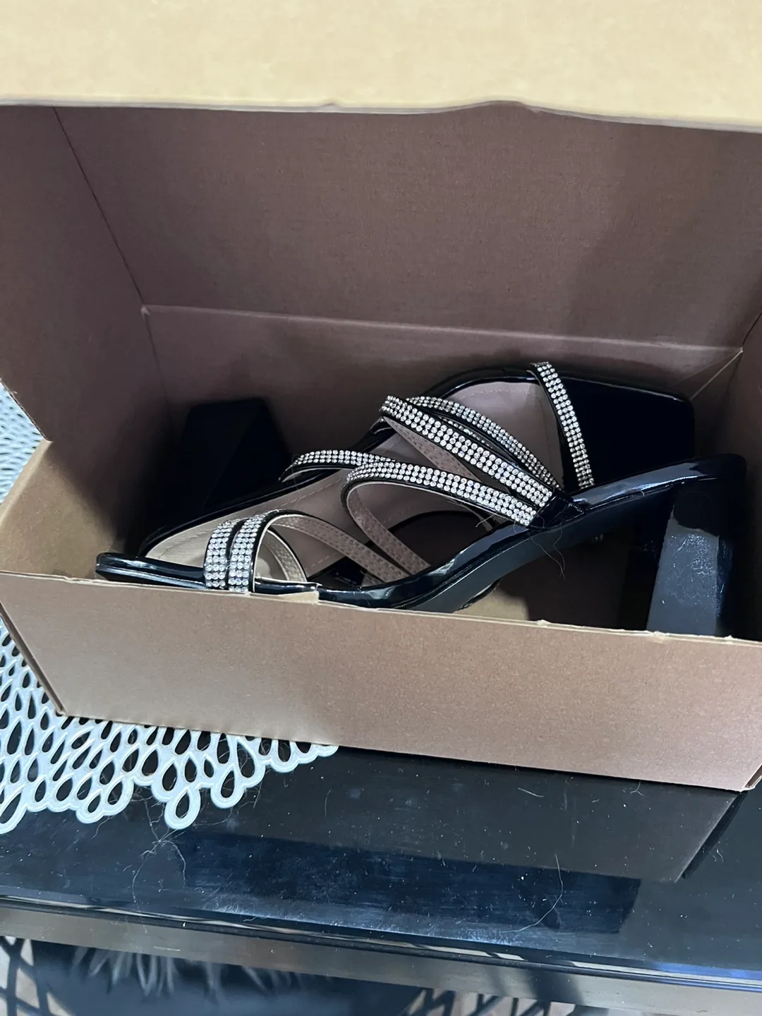 Black Heels with Rhinestone Straps - Size 8 image indicator(5)