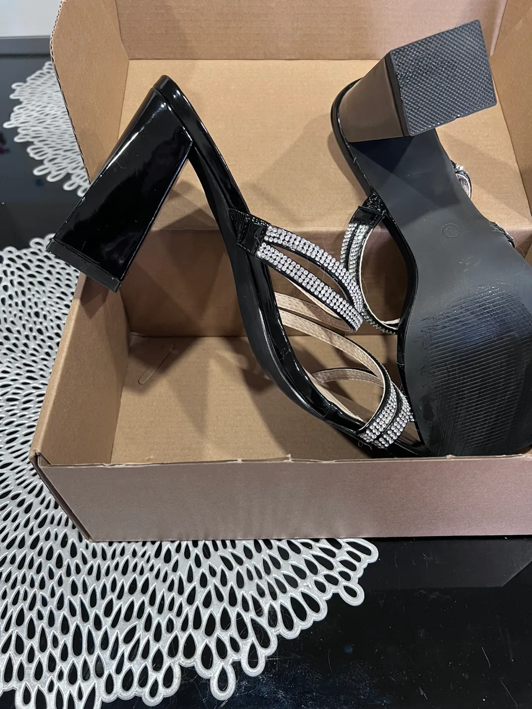 Black Heels with Rhinestone Straps - Size 8 image indicator(3)