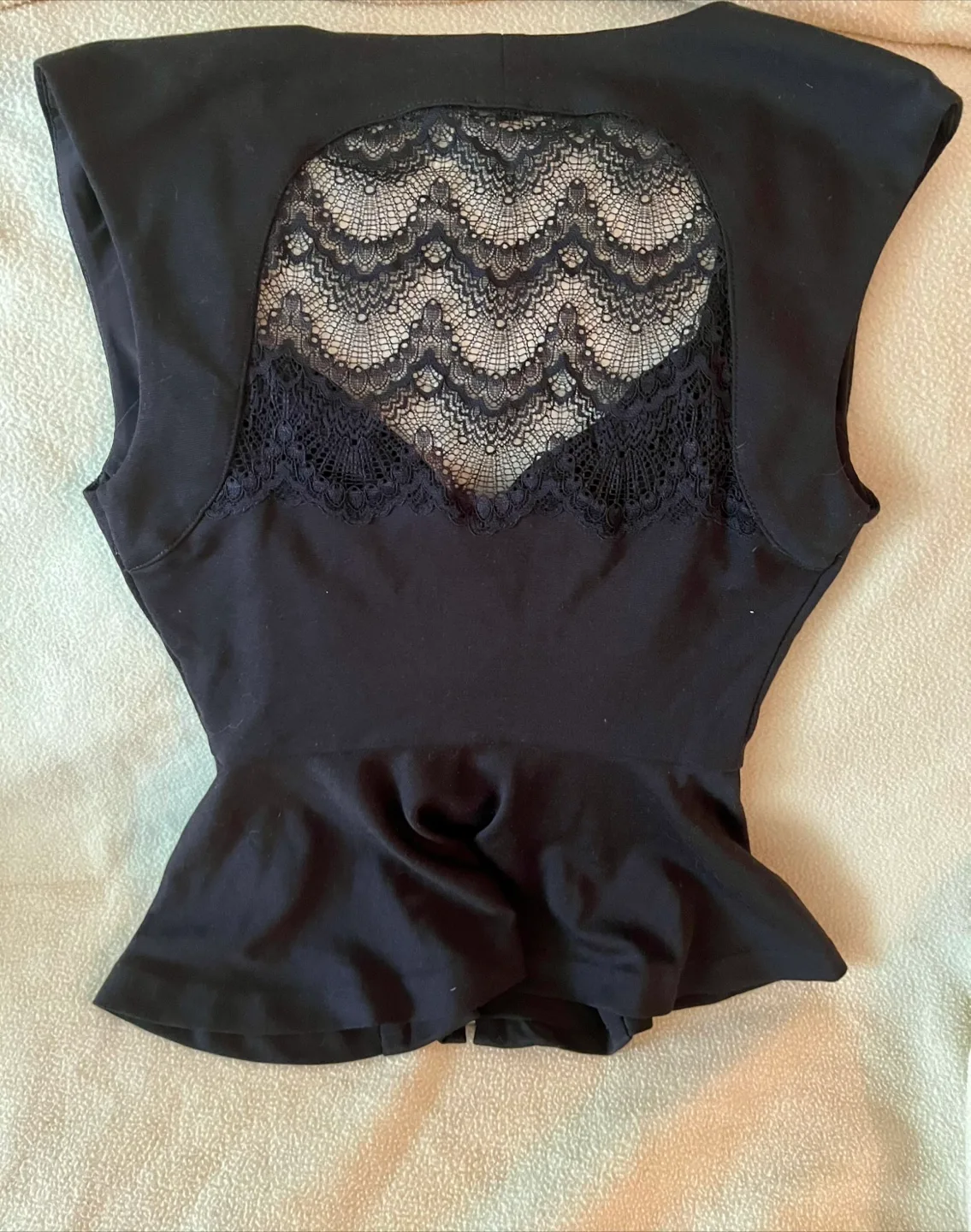 Guess Black Lace Back Peplum Top 🇨🇦 Size S image indicator(2)