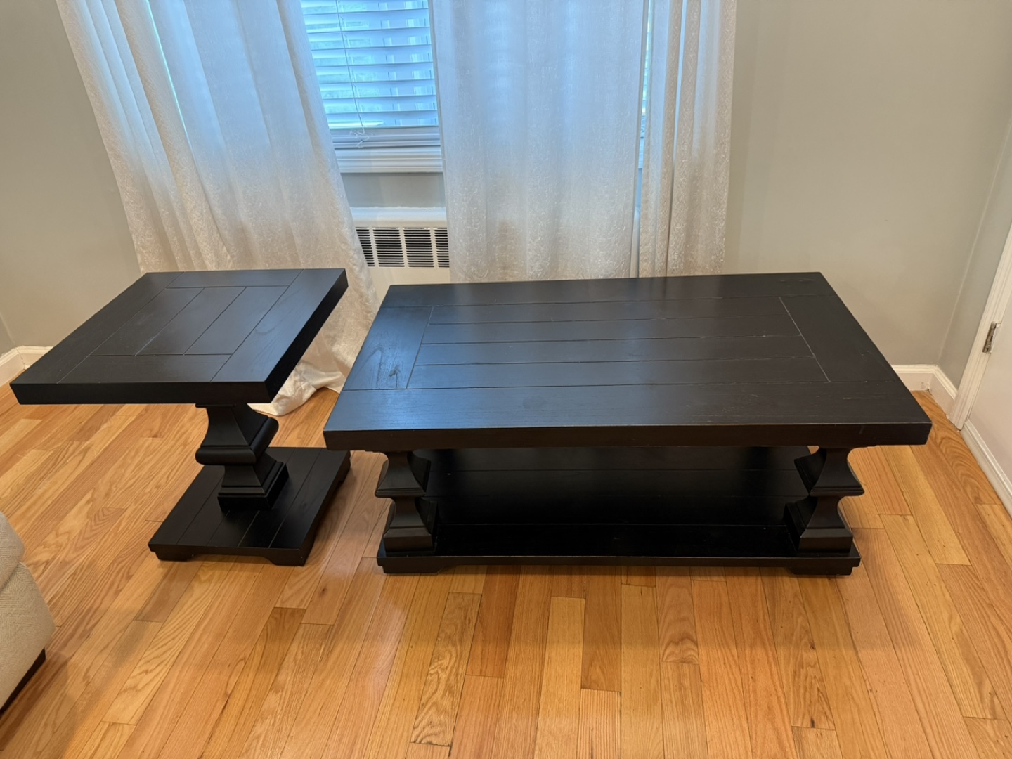 Black Wood Coffee Table and End Table Set