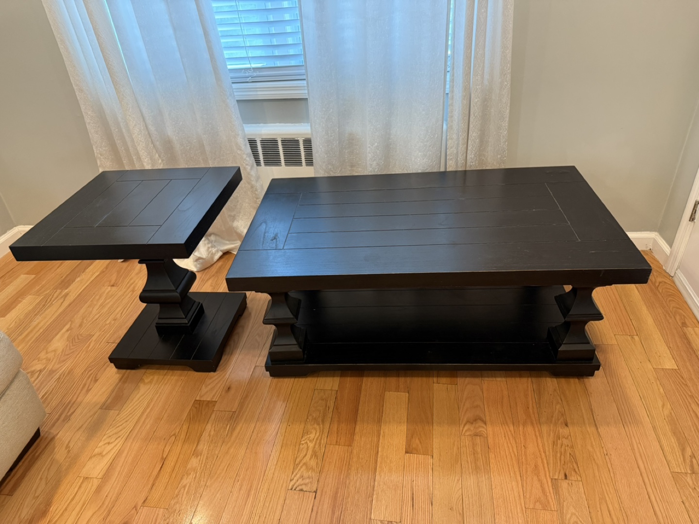 Black Wood Coffee Table and End Table Set - photo 3