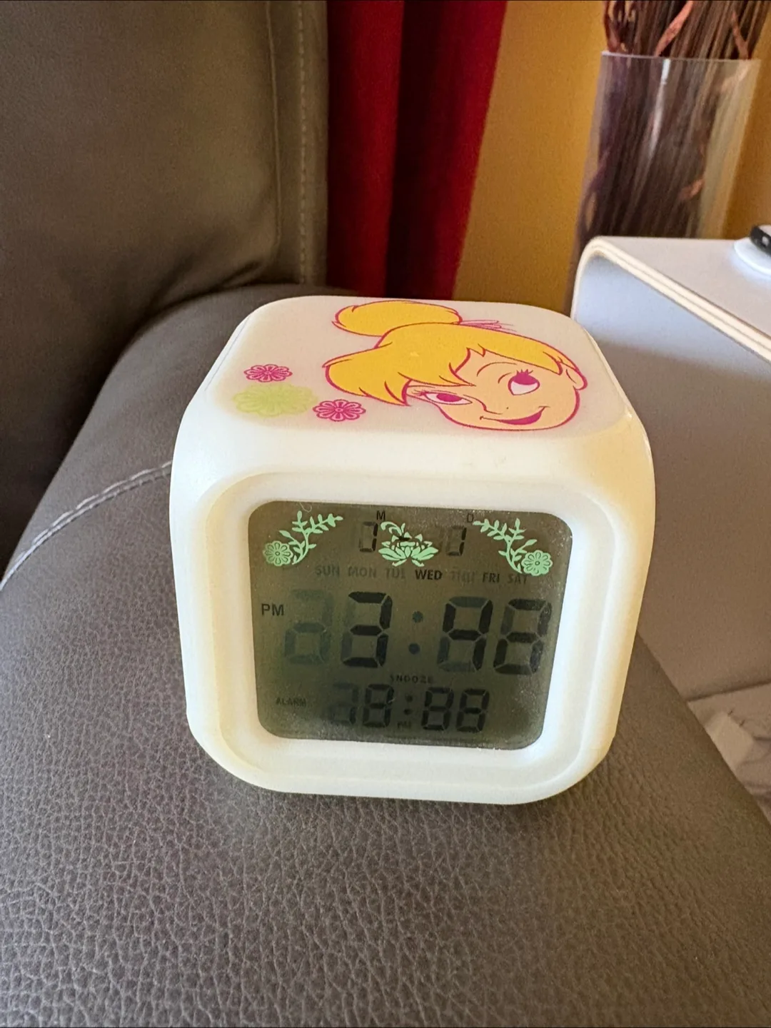 Disney TINKERBELL Alarm CLOCK Color Changing thumbnail