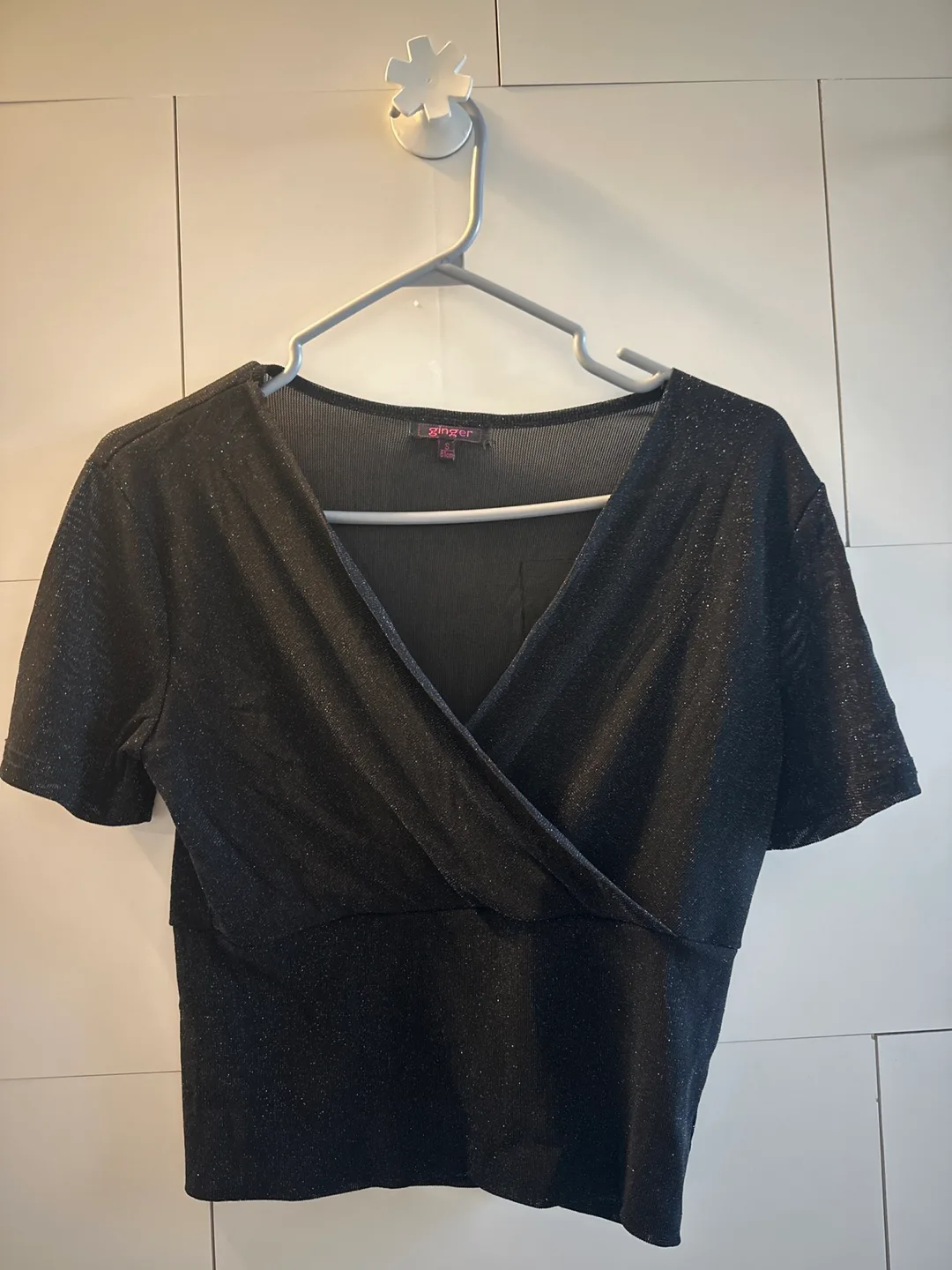 Ginger Black Wrap Top - Size S thumbnail