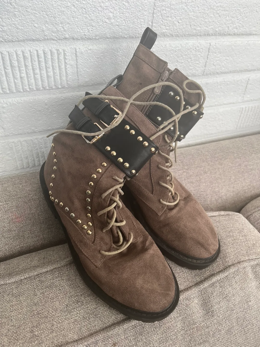 Brown Ankle Boots with Studs, Size 10 image indicator(2)