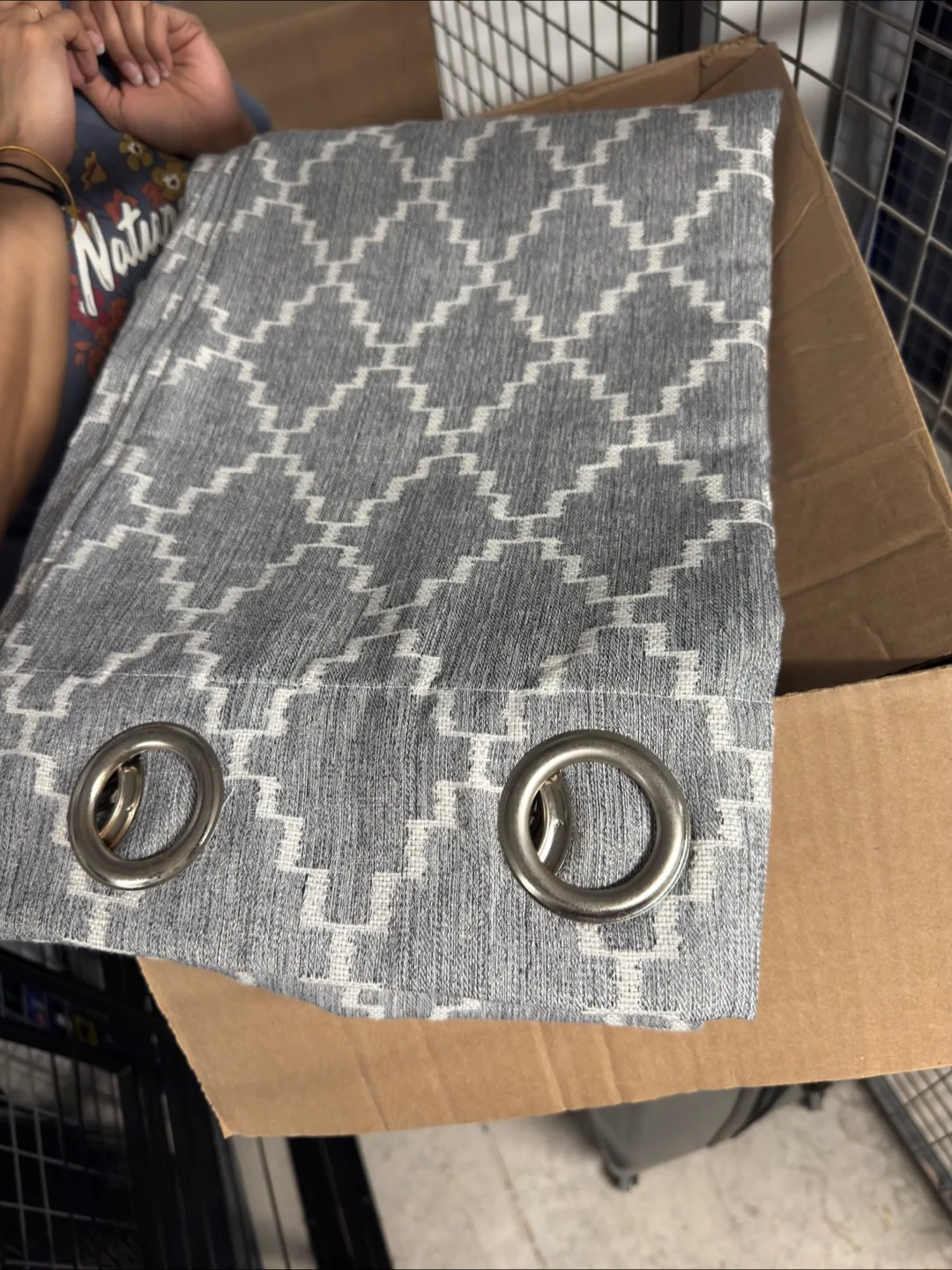Grey Patterned 2 Curtains- Move out sale thumbnail
