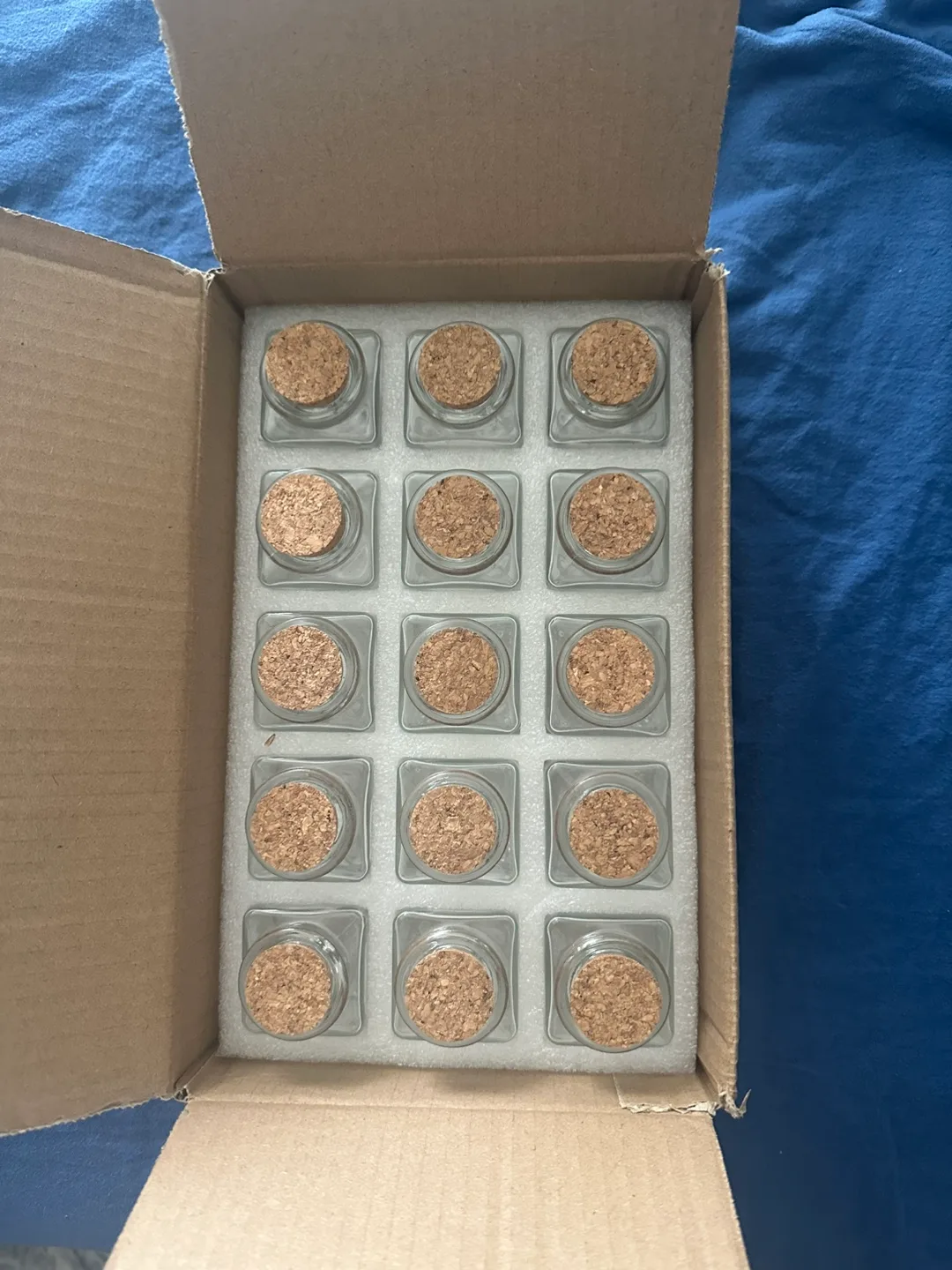 15-Pack Mini Square Glass Jars with Cork Lids thumbnail