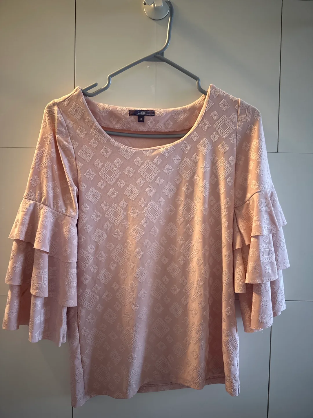 Code Size 8 Pink Ruffle Sleeve Top thumbnail