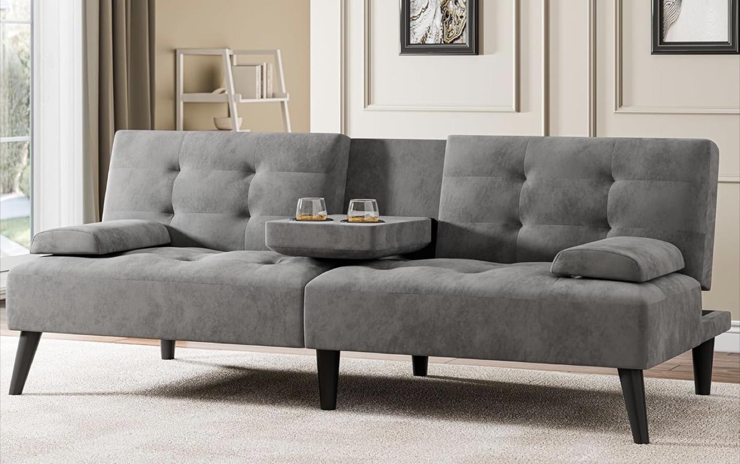 Gray Sofa Bed - Convertible Futon - photo 3