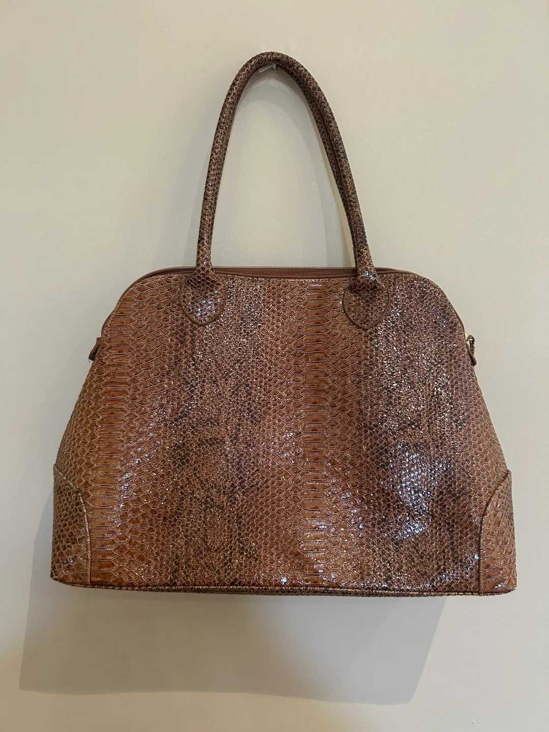 Snakeskin Pattern Dome Satchel Bag thumbnail