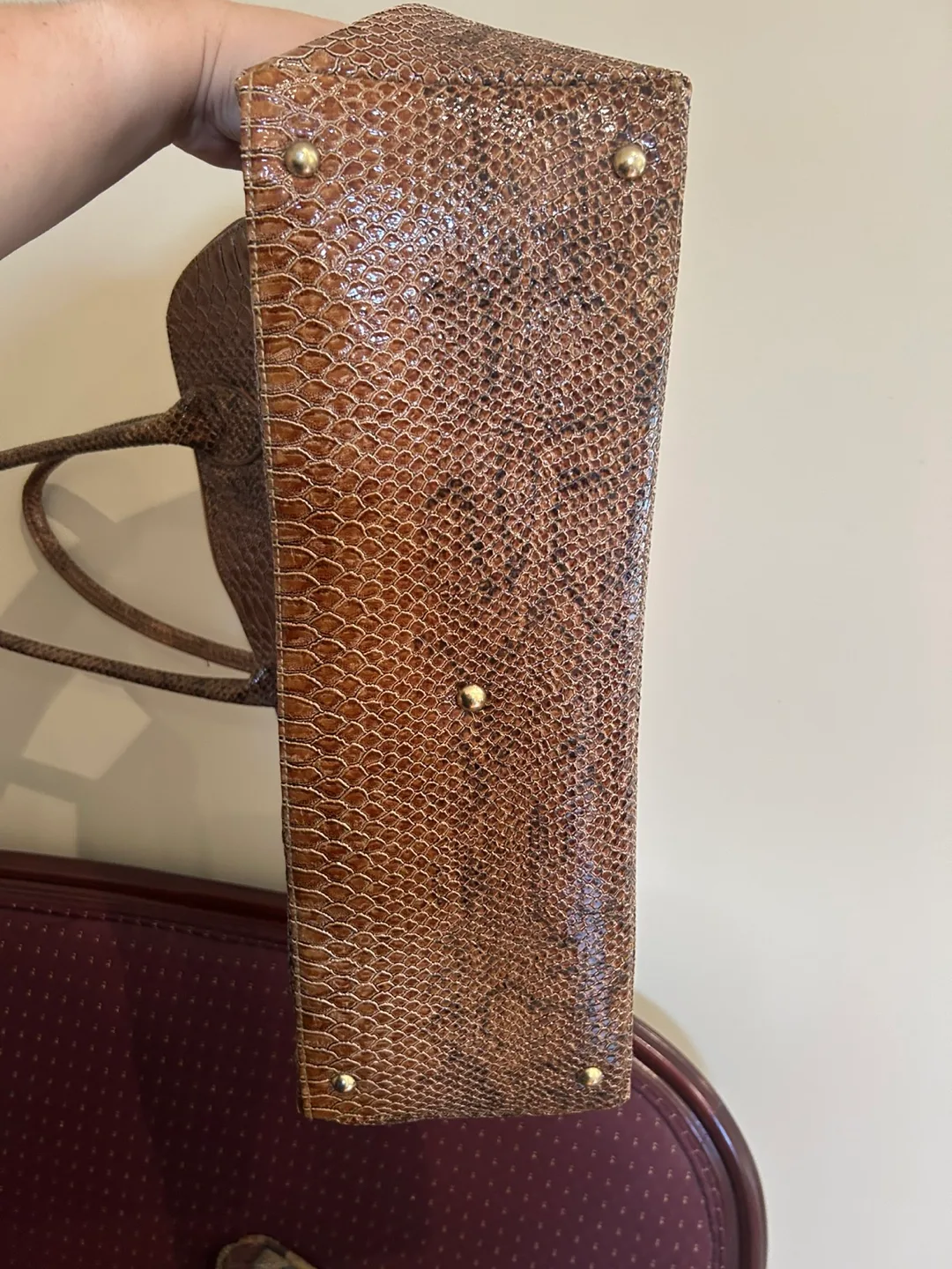 Snakeskin Pattern Dome Satchel Bag image indicator(3)