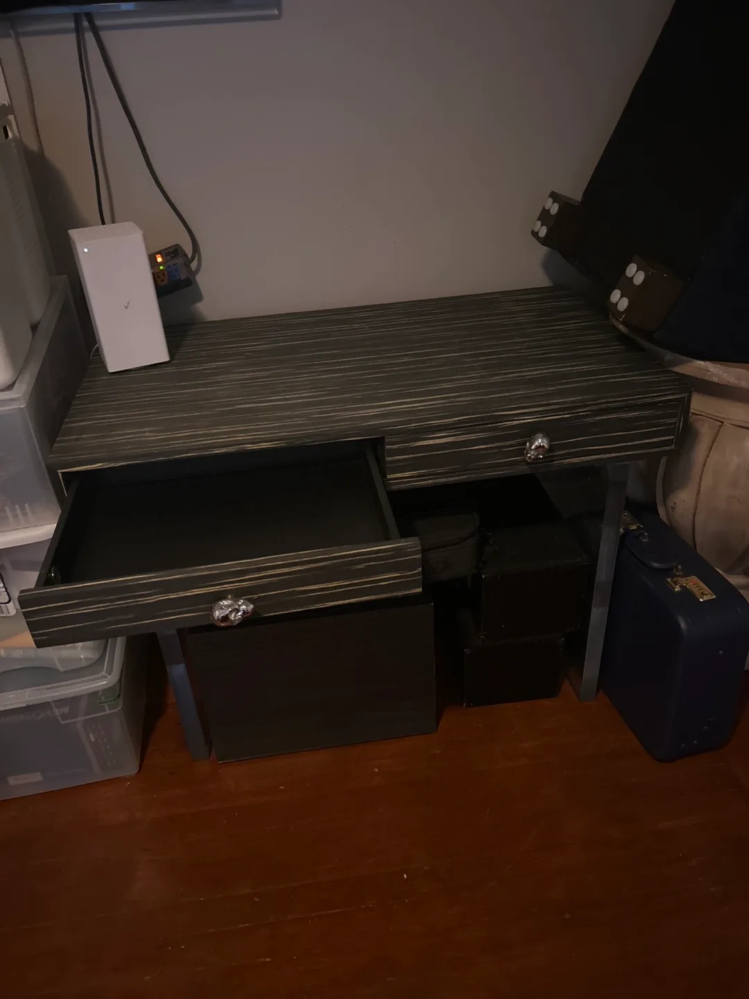 Dark Wood Desk with Drawers thumbnail