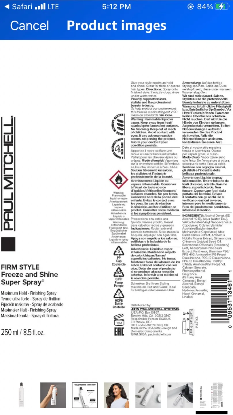 Paul Mitchell Freeze and Shine Super Spray 250ml image indicator(3)