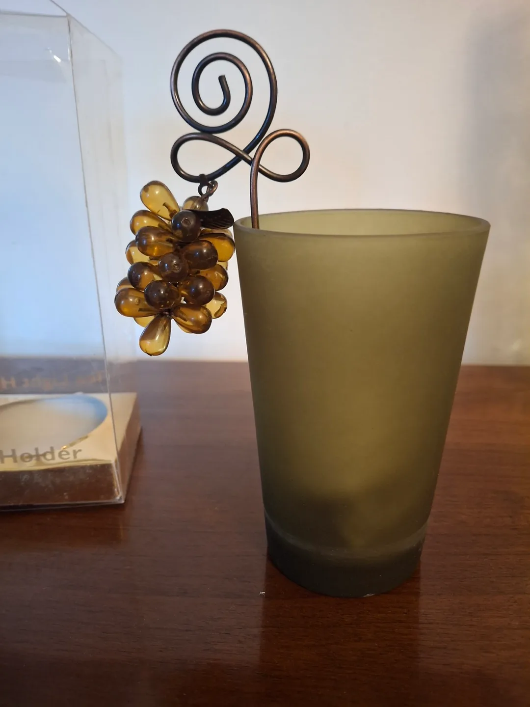 Tea light holder with grape accent thumbnail