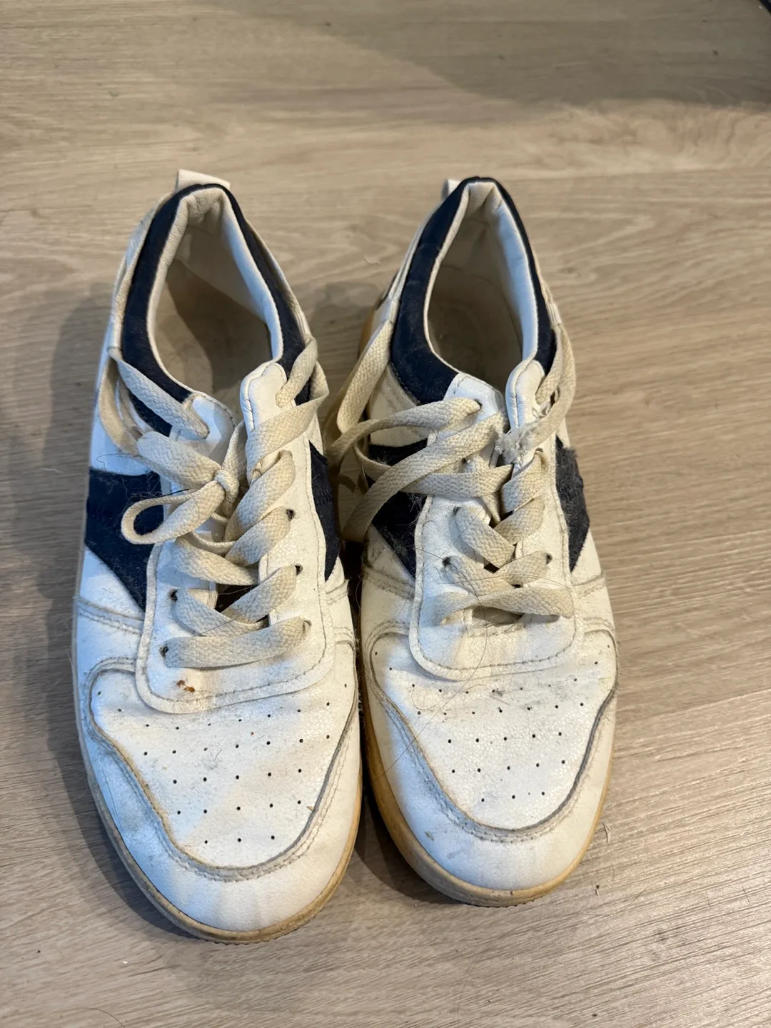 B Sneakers - White with Navy Accents thumbnail