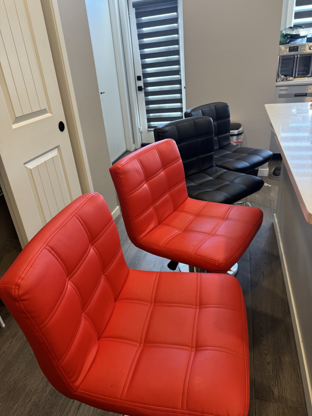 Red & Black Swivel Bar Stools - photo 2