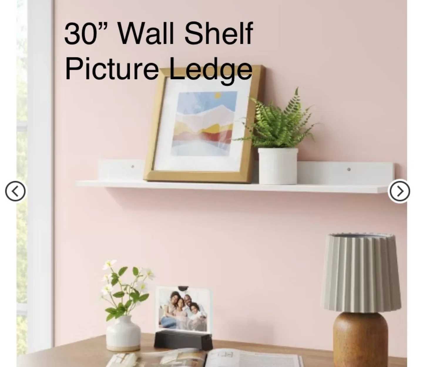 30" Wall Shelf Picture Ledge White thumbnail