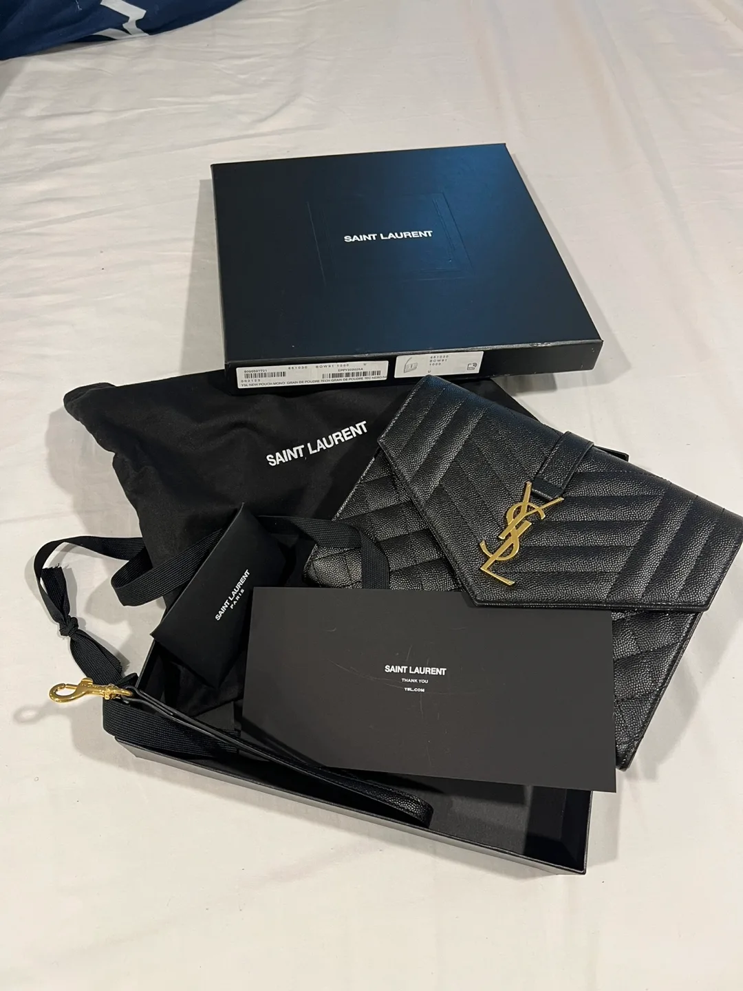 Saint Laurent Envelope Chain Wallet - Black thumbnail