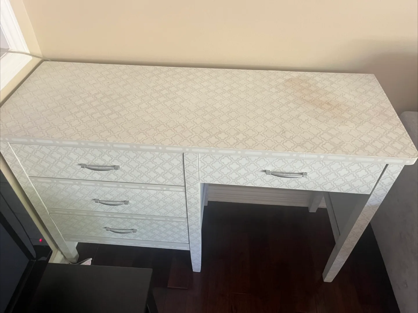 White Patterned Desk with Drawers image indicator(4)