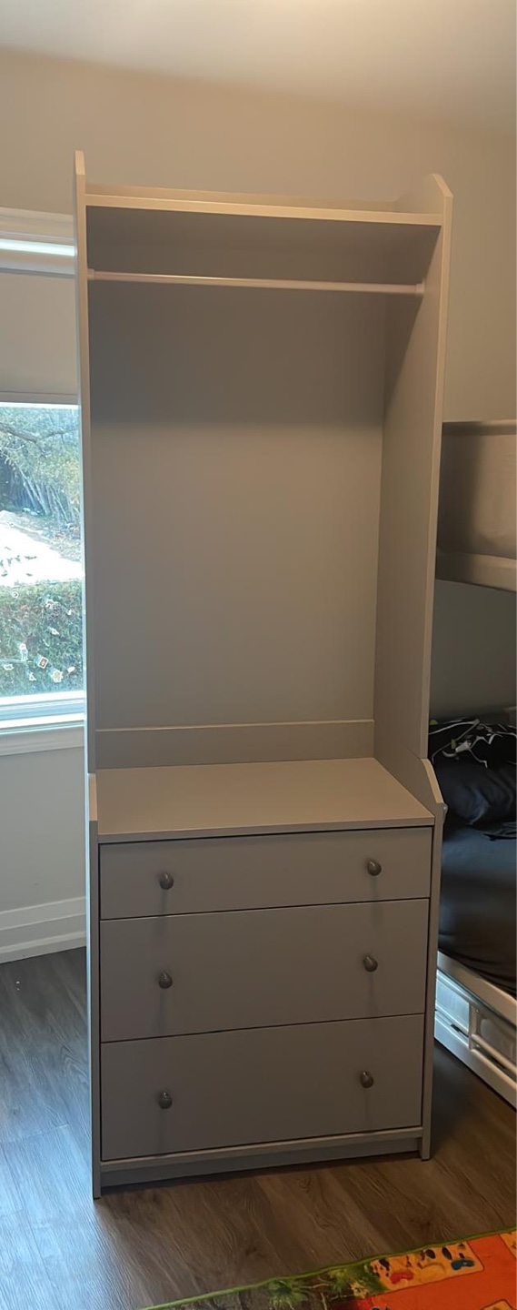 IKEA Haifa Grey Dresser with Closet Rod