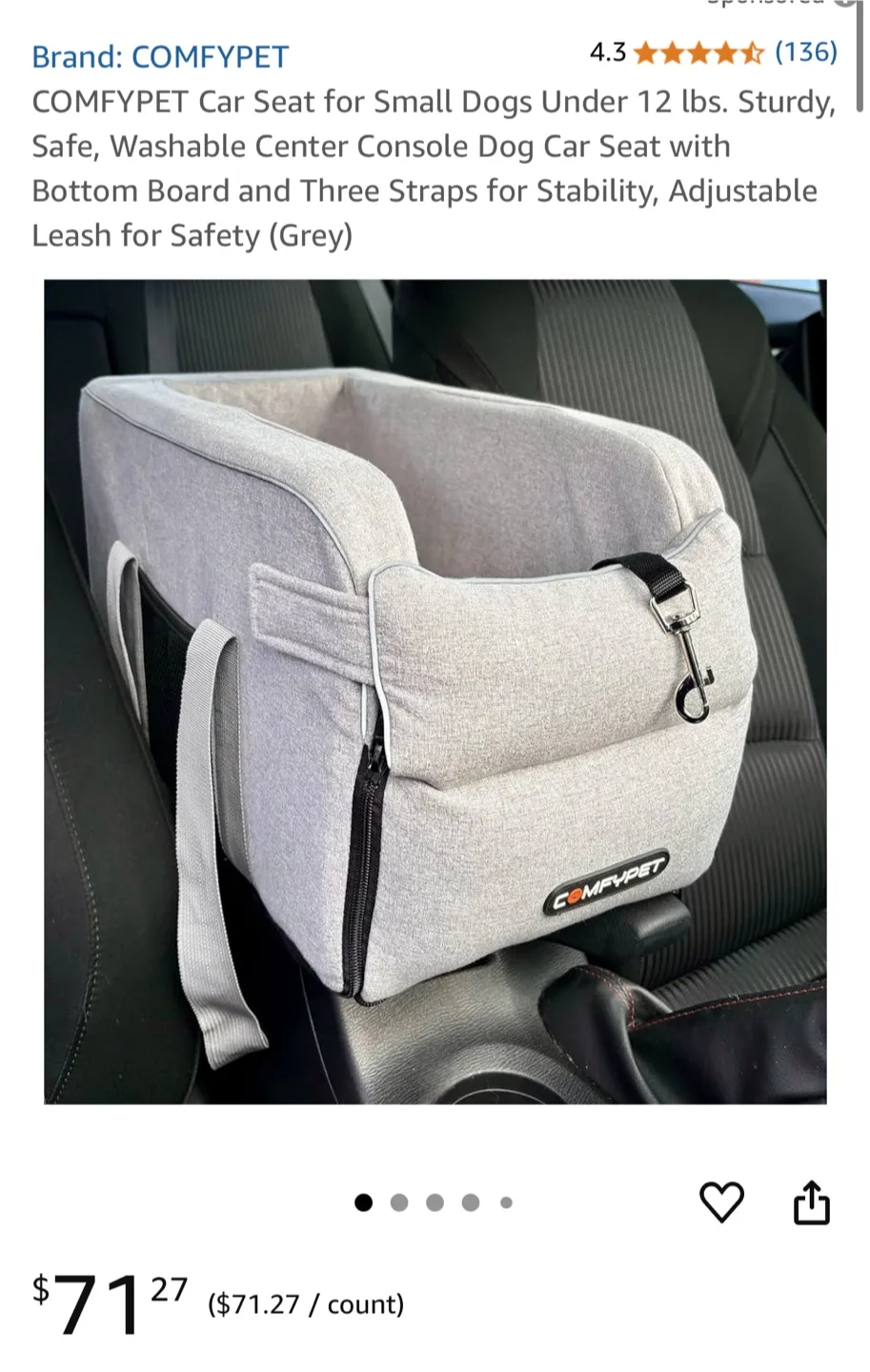 Comfypet Car Seat for Small Dogs & Cats thumbnail