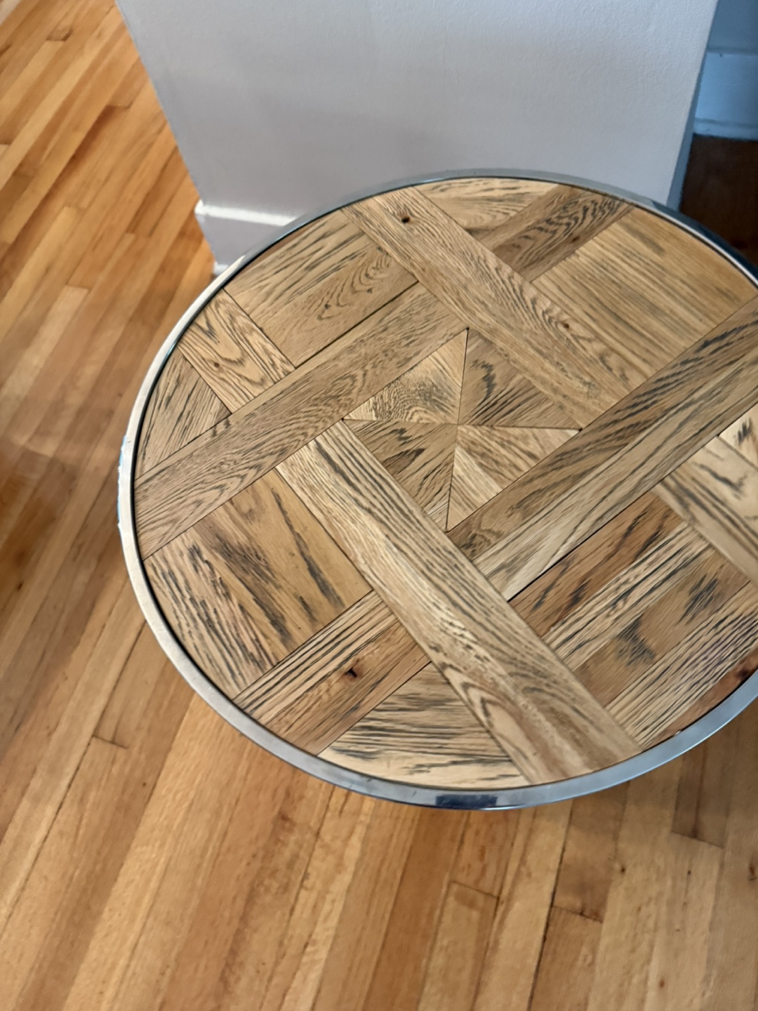 Patina Charlie Stainless Steel Weathered Top Round End Table - photo 2