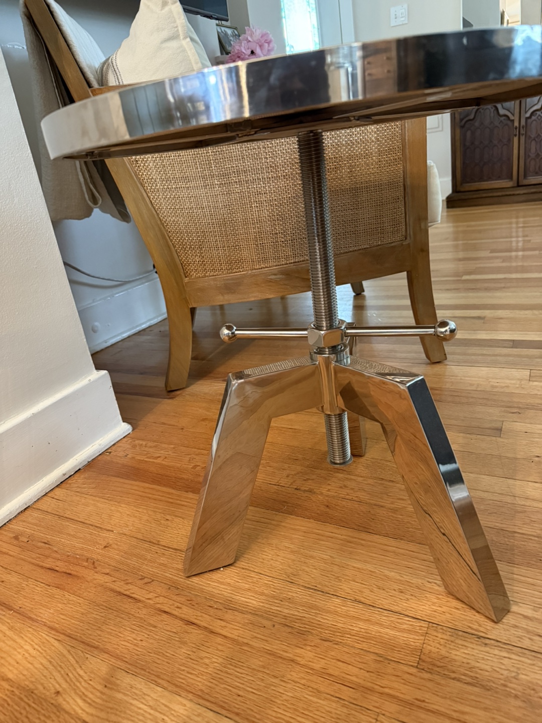 Patina Charlie Stainless Steel Weathered Top Round End Table - photo 3