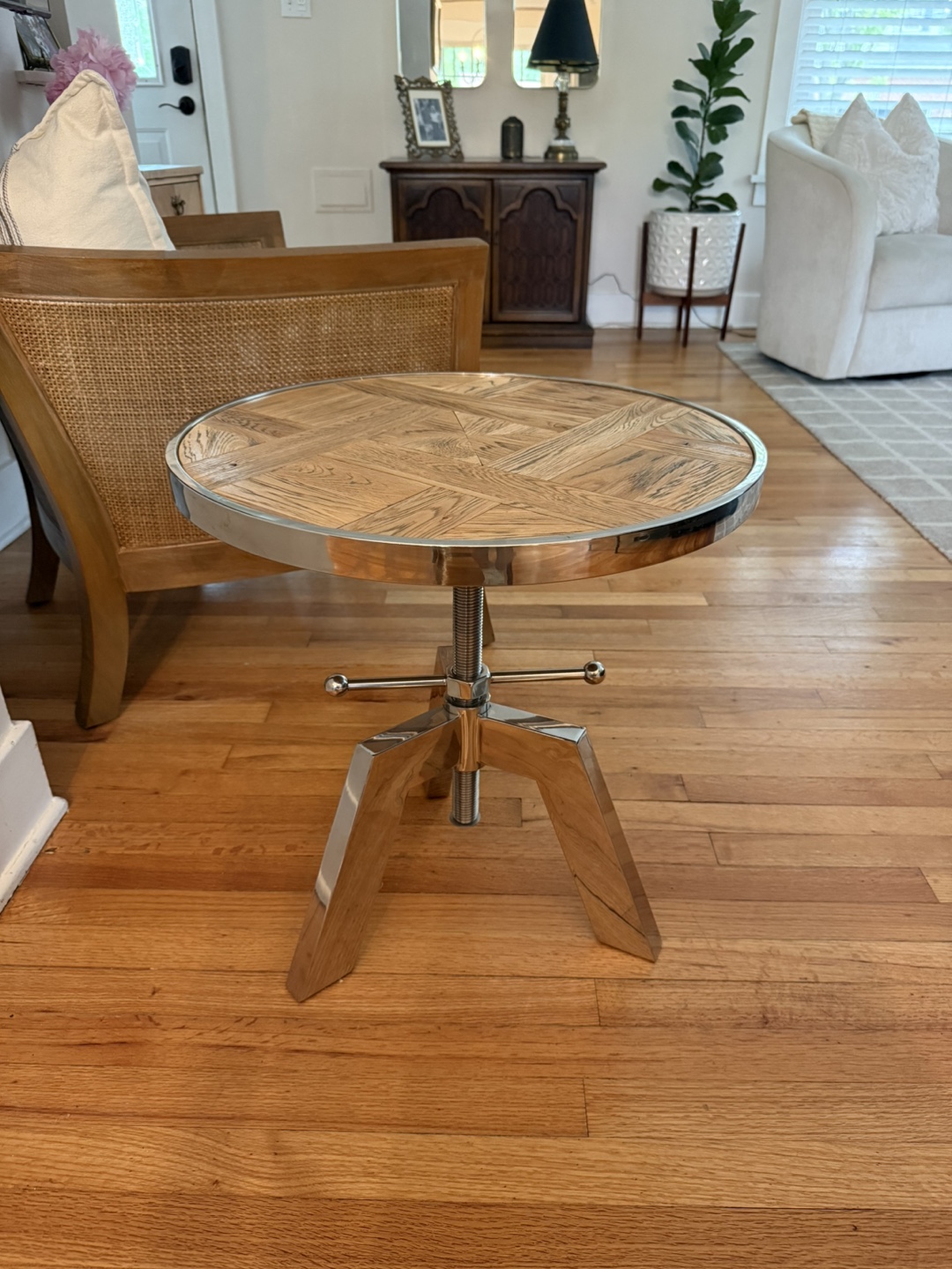 Patina Charlie Stainless Steel Weathered Top Round End Table - photo 5